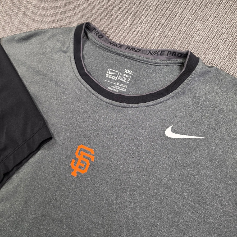 Nike Pro Shirt Mens XXL Grey SF Giants MLB Stretch Performance S/S Tee